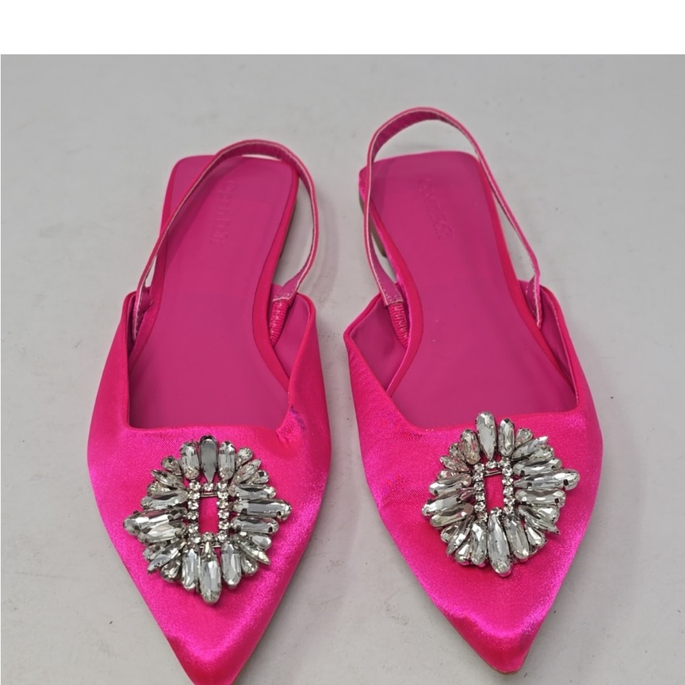 Nordstrom Open Edit Kendall Pink Satin Slingback Flats Size 6